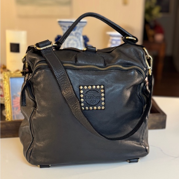 🖤 NWOT LUSHER BLACK LEATHER QUEST BACKPACK PURSE! - Picture 2 of 16